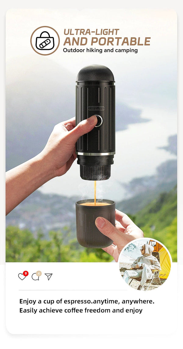 Planet Gates Black Cafelffe Outdoor Combination Wireless Electric portable espresso machine,Coffee Gift Giving Camping hiking Travel bag cafetera