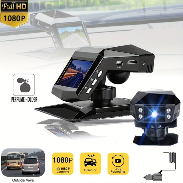 Planet Gates Black Car Center Console Installation Free Driving Recorder, 5.08 cm Screen HD Night Vision 1080 Aromatherapy Base Car DVR