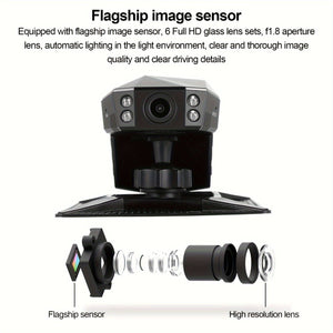 Planet Gates Black Car Center Console Installation Free Driving Recorder, 5.08 cm Screen HD Night Vision 1080 Aromatherapy Base Car DVR