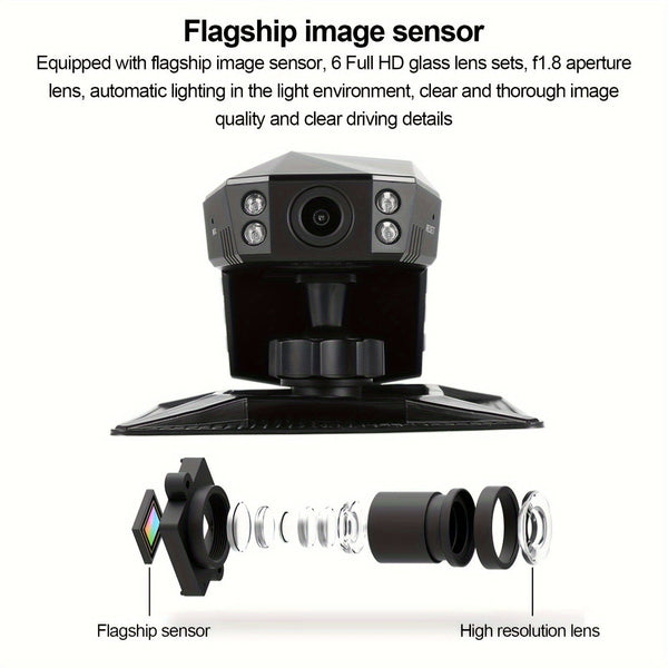 Planet Gates Black Car Center Console Installation Free Driving Recorder, 5.08 cm Screen HD Night Vision 1080 Aromatherapy Base Car DVR