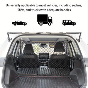 Planet Gates Black Car Dog Barrier Net with Hooks Durable Dog Car Safety Barrier Net Reusable Foldable Car Dog Fence Barrier Practical Universal Car Pet Isolation