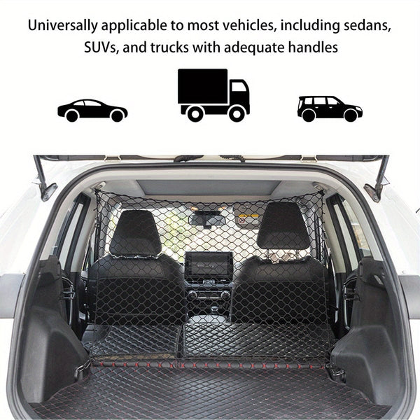 Planet Gates Black Car Dog Barrier Net with Hooks Durable Dog Car Safety Barrier Net Reusable Foldable Car Dog Fence Barrier Practical Universal Car Pet Isolation