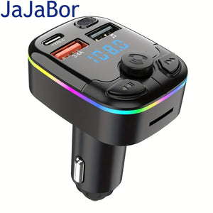 Planet Gates Black Car FM Transmitter Modulator Support TF Card U Disk Car MP3 Player Dual USB Type C Car Charger Phone Charger Handsfree Car Kit