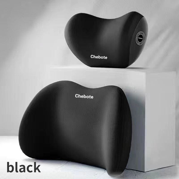 Planet Gates Black Car Headrest Cervical Spine Neck Support Pillow, Waist Support Pillow Set, Car Memory Cotton Waist Support Pillow, Neck Support Pillow