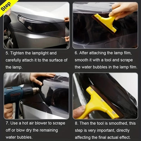 Planet Gates black Car Lamp Color Changing Film, 39.37in * 11.81in,PVC Material, Rear Lamp Film, Headlamp, Fog Lamp Color Changing Film