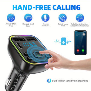 Planet Gates Black Car mp3 player Wireless FM Transmitter Type C USB C Fast Charging Dual USB car Charger Handsfree Car Kit MP3 Player FM Modulator