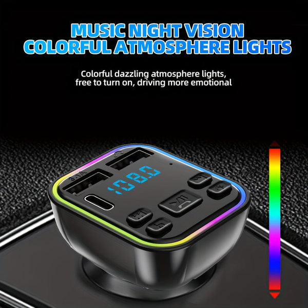 Planet Gates Black Car mp3 player Wireless FM Transmitter Type C USB C Fast Charging Dual USB car Charger Handsfree Car Kit MP3 Player FM Modulator