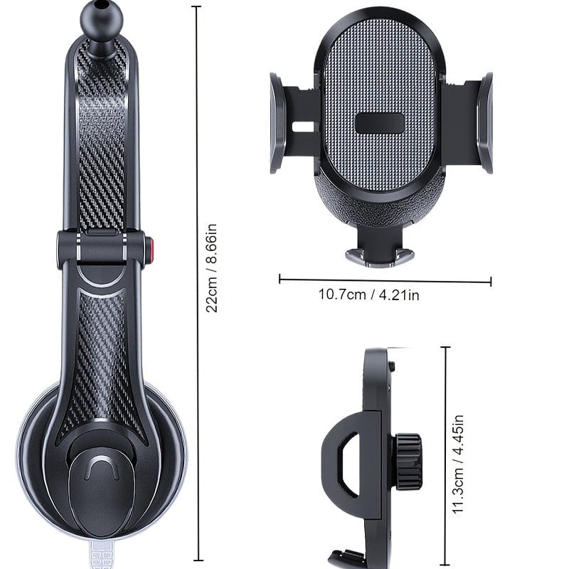 Planet Gates Black Car Phone Holder Mount Cell Phone Mount For Car Dashboard & Windscreen For Universal Cars 360° Rotatable Mobile Phone Holder