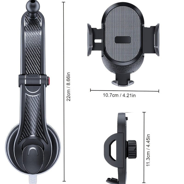 Planet Gates Black Car Phone Holder Mount Cell Phone Mount For Car Dashboard & Windscreen For Universal Cars 360° Rotatable Mobile Phone Holder