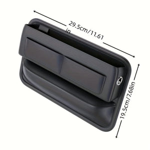 Planet Gates Black Car PU Leather Storage Box, Multi-card Main Passenger Storage Bag, Front Seat Automotive Adjustable Gap Padding, For Mobile Phones, Cards, Keys, Wallets