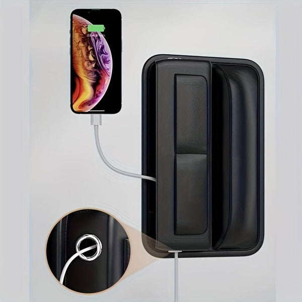 Planet Gates Black Car PU Leather Storage Box, Multi-card Main Passenger Storage Bag, Front Seat Automotive Adjustable Gap Padding, For Mobile Phones, Cards, Keys, Wallets