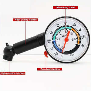 Planet Gates Black Car Tire Pressure Gauge Detection High Precision Mechanical Air Pressure Meter Multifunctional Car Emergency Tire Pressure Monitor