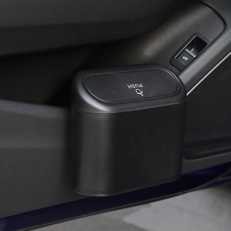 Planet Gates Black Car Trash Bin Hanging Vehicle Garbage Dust Case Storage Box Abs Square Pressing Type Trash Can Auto Interior Car Accessories