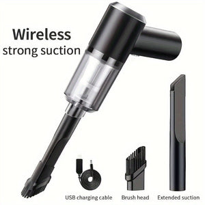 Planet Gates Black Car Vacuum Cleaner, Double Battery Large Capacity, Large Suction Power, Home And Car Dual-use, Wet And Dry, Portable And Compact