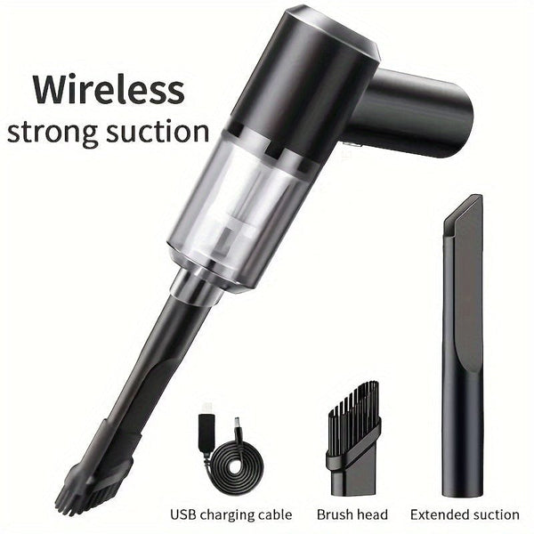 Planet Gates Black Car Vacuum Cleaner, Double Battery Large Capacity, Large Suction Power, Home And Car Dual-use, Wet And Dry, Portable And Compact