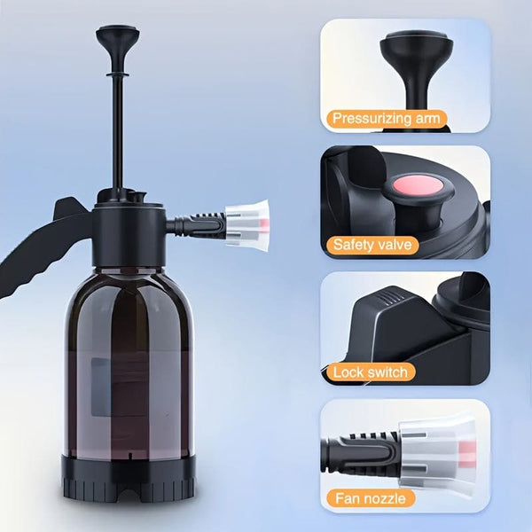 Planet Gates Black Car Wash Foam Spray Can Household Hand-held Car Wash Spray Gardening Air Pressure Spray Foam Pot 2L