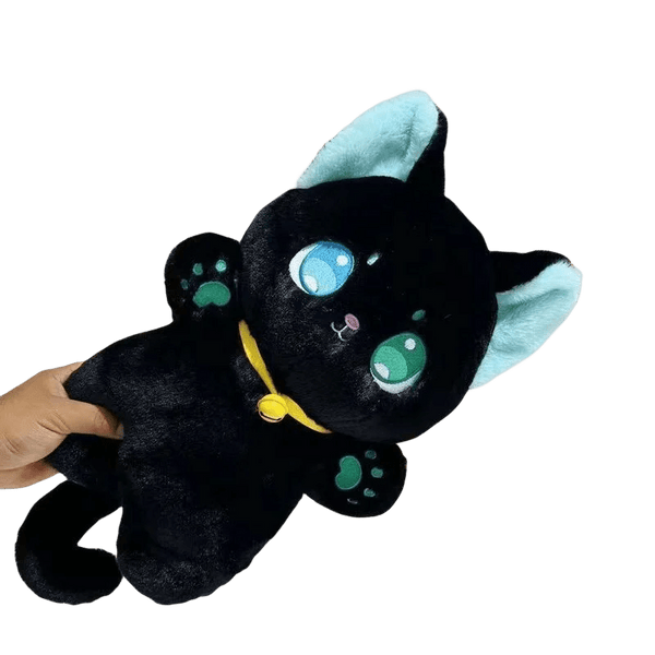 Planet Gates black cat / 25CM 25cm Black and White Cat Plush Toy Grab Stuffed Animal Patung Dolls Children Toys Gifts Halloween Gifts Toys for Kids Girl