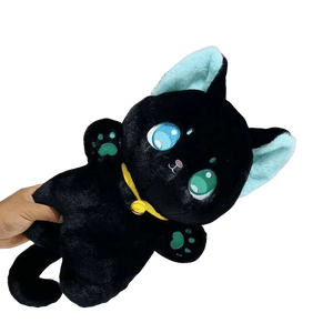 Planet Gates black cat / 25CM 25cm Black and White Cat Plush Toy Grab Stuffed Animal Patung Dolls Children Toys Gifts Halloween Gifts Toys for Kids Girl