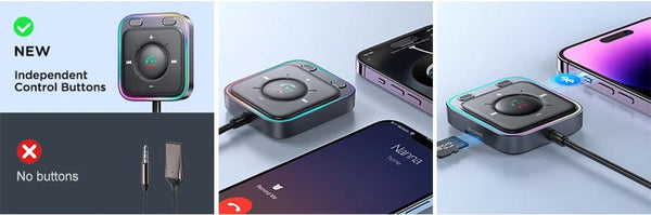 Planet Gates black / CHINA Joyroom Bluetooth 5.3 Wireless Receiver Car Adapter Enhanced Dual Mics ENC Noise Cancellation 3.5mm AUX Car Bluetooth Receiver