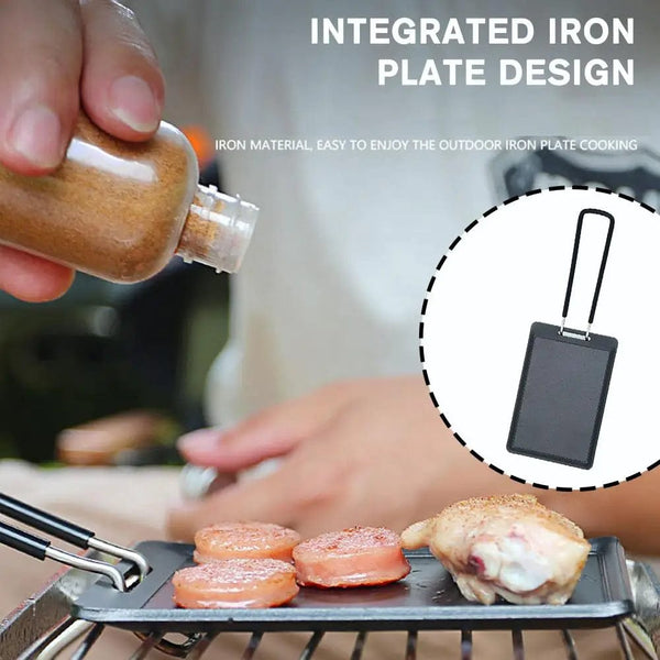 Planet Gates Black / China Non Stick Baking Tray Portable Folding Rectangular Outdoor Camping Steak Frying Pan Easy Clean Grill BBQ Plate Cookware