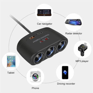 Planet Gates black / CHINA PD QC3.0 Dual USB Socket 120W Car Cigarette Lighter Splitter 12V 24V Fast Charger Plug Phone Power Adapter for Car DVR Dashcam