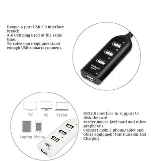 Planet Gates black / CHINA Portable 4 Port Multi USB Hub Splitter High Speed USB 2.0 Multiple Expander Adapter For PC Laptop Notebook Computer Accessories