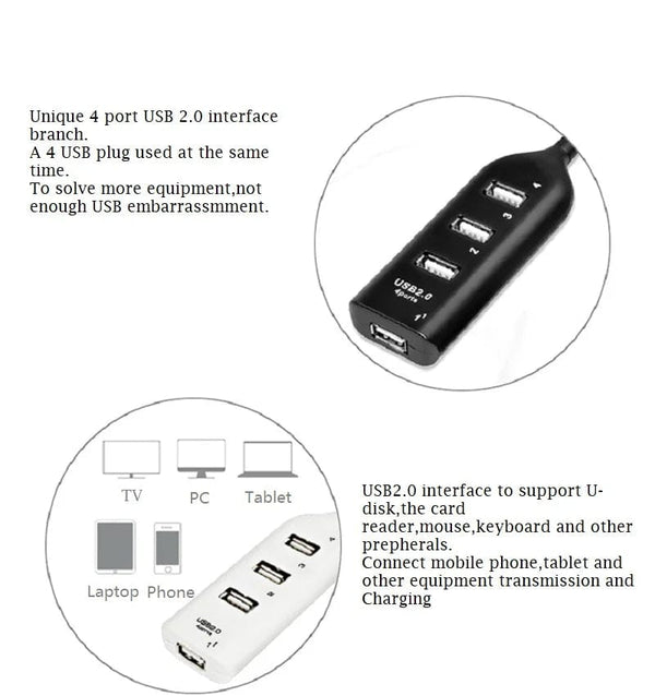 Planet Gates black / CHINA Portable 4 Port Multi USB Hub Splitter High Speed USB 2.0 Multiple Expander Adapter For PC Laptop Notebook Computer Accessories