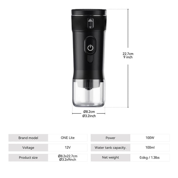 Planet Gates black / CHINA Portable Coffee Maker MIUI Small Espresso Machine DC12V Travel Coffee Maker for Car Outdoors Camping Backpacker Lightweight