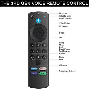Planet Gates Black / CHINA Replacement Voice Remote Control for Fire Stick TV 3rd Gen Smart TV Stick 4K MAX Lite Fire Cube Smart Remote Works with Alexa