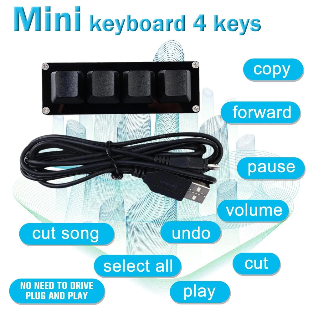 Planet Gates Black / China USB Programming Macro Custom Keyboard 4 Key RGB Copy Paste Cut For Photoshop Gaming Keypad Mechanical Mini Macropad