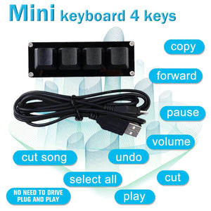 Planet Gates Black / China USB Programming Macro Custom Keyboard 4 Key RGB Copy Paste Cut For Photoshop Gaming Keypad Mechanical Mini Macropad