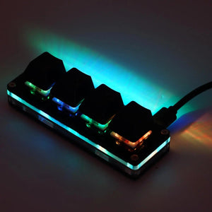 Planet Gates Black / China USB Programming Macro Custom Keyboard 4 Key RGB Copy Paste Cut For Photoshop Gaming Keypad Mechanical Mini Macropad