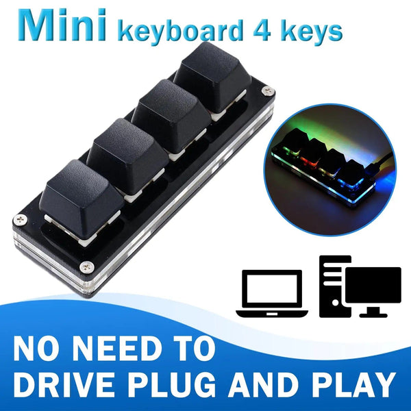 USB Programming Macro Custom Keyboard 4 Key RGB Copy Paste Cut For Pho ...
