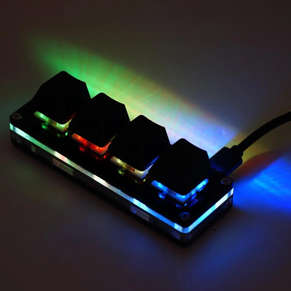 Planet Gates Black / China USB Programming Macro Custom Keyboard 4 Key RGB Copy Paste Cut For Photoshop Gaming Keypad Mechanical Mini Macropad