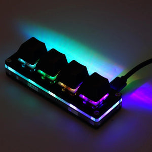 Planet Gates Black / China USB Programming Macro Custom Keyboard 4 Key RGB Copy Paste Cut For Photoshop Gaming Keypad Mechanical Mini Macropad