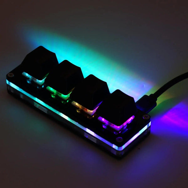 Planet Gates Black / China USB Programming Macro Custom Keyboard 4 Key RGB Copy Paste Cut For Photoshop Gaming Keypad Mechanical Mini Macropad