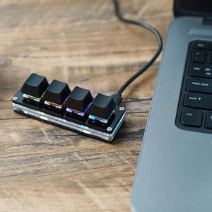 Planet Gates Black / China USB Programming Macro Custom Keyboard 4 Key RGB Copy Paste Cut For Photoshop Gaming Keypad Mechanical Mini Macropad