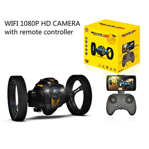 Planet Gates Black / CHINA WiFi RC High Speed Video Remote Control Jumping Car Prank Stunt Toy LED Headlight Smart Bounce Racer Christmas Gift 720P Camera