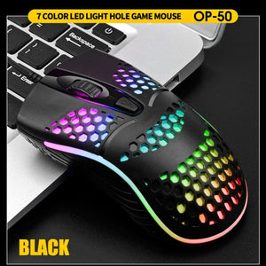Planet Gates Black / CHINA Wired Cable Gaming 7 breathing LED Back Light Optical Mouse USB Computer Hollowed out Mice Laptop Desktop 4D PC home use Office
