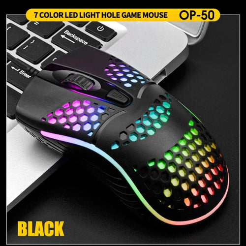 Planet Gates Black / CHINA Wired Cable Gaming 7 breathing LED Back Light Optical Mouse USB Computer Hollowed out Mice Laptop Desktop 4D PC home use Office