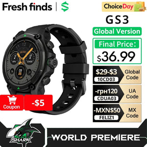 Planet Gates Black / CHINA [World Premiere]Blackshark GS3 Smart Watch Global Version 1.43"AMOLED Display GPS Satellite Positioning 21 Day Battery Life 5ATM