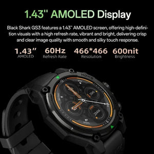 Planet Gates Black / CHINA [World Premiere]Blackshark GS3 Smart Watch Global Version 1.43"AMOLED Display GPS Satellite Positioning 21 Day Battery Life 5ATM
