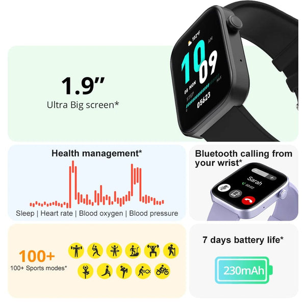 Planet Gates black COLMI P71 Voice Calling Smartwatch Men Health Monitoring IP68 Waterproof Smart Notifications Voice Assistant Smart Watch Women