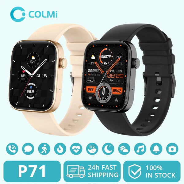 Planet Gates black COLMI P71 Voice Calling Smartwatch Men Health Monitoring IP68 Waterproof Smart Notifications Voice Assistant Smart Watch Women