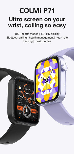 Planet Gates black COLMI P71 Voice Calling Smartwatch Men Health Monitoring IP68 Waterproof Smart Notifications Voice Assistant Smart Watch Women