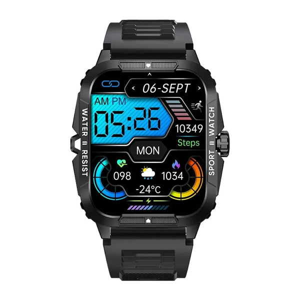 Planet Gates Black COLMI P76 1.96" Outdoor Military Smartwatch Men Bluetooth Call Smart Watch 3ATM IP68 Waterproof Rating Sports Fitness Watches