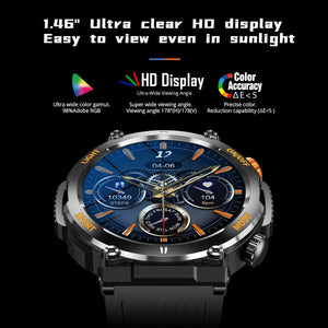 Planet Gates black COLMI V68 1.46'' HD Display Smartwatch Men 100 Sports Modes Compass Flashlight Military Grade Toughness Smart Watch