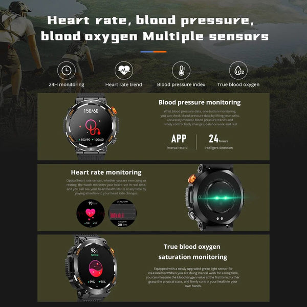 Planet Gates black COLMI V68 1.46'' HD Display Smartwatch Men 100 Sports Modes Compass Flashlight Military Grade Toughness Smart Watch