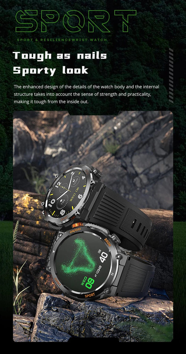 Planet Gates black COLMI V68 1.46'' HD Display Smartwatch Men 100 Sports Modes Compass Flashlight Military Grade Toughness Smart Watch