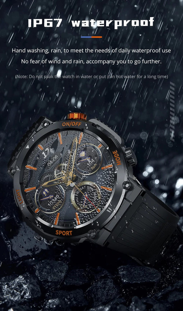 Planet Gates black COLMI V68 1.46'' HD Display Smartwatch Men 100 Sports Modes Compass Flashlight Military Grade Toughness Smart Watch